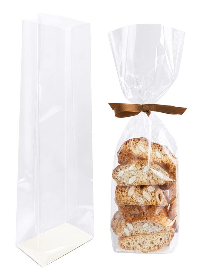 Morepack Gusseted Flat Bottom Cellophane Bags with Paper Insert 50Pcs 5x3x12 Inches Gusseted Cello Bags - Image 1